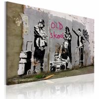 Schilderij - Banksy - Old Skool, 40x60cm , multikleur , wanddecoratie , premium print op canvas
