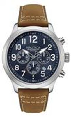Horlogeband Nautica NAD14531G/NAI14517G Leder Bruin 22mm