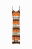 Gestreepte geribde midi-jurk - MATERIAL FINISHES - XL