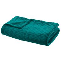 Atmosphera Plaid/bank deken Monnet - mediteraan blauw - 180 x 230 cm - polyester fleece - ruitmotief