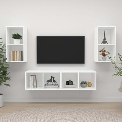 Tv-wandmeubelen 4 st spaanplaat wit