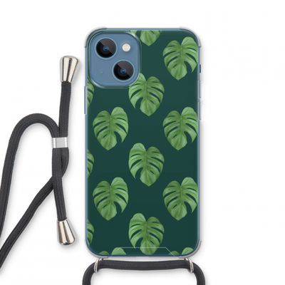 Monstera leaves: iPhone 13 mini Transparant Hoesje met koord