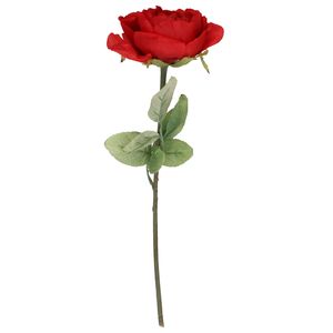 Kunstbloem roos Diana - rood - 36 cm - kunststof steel - decoratie bloemen   -