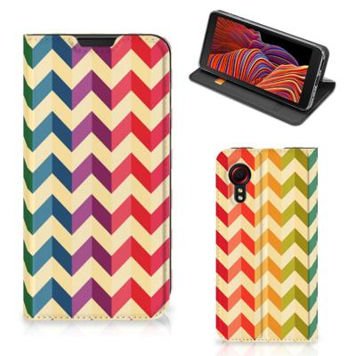 Samsung Galaxy Xcover 5 | Hoesje met Magneet | Zigzag Multi Color Samsung Galaxy Xcover 5 | Hoesje met Magneet | Zigzag Multi Color
