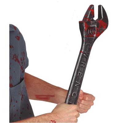 Horror moersleutel met bloed - 45 cm - kunststof - Halloween wapens - accessoires