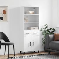 Hoge kast 69,5x34x180 cm bewerkt hout wit