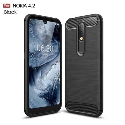 Geborsteld textuur koolstofvezel TPU Case voor Nokia 4.2 (zwart)