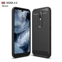 Geborsteld textuur koolstofvezel TPU Case voor Nokia 4.2 (zwart)