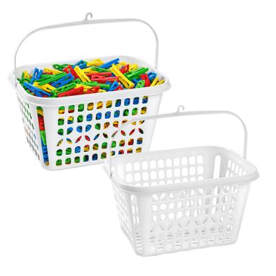 Plasticforte Knijpermandje - 2x - wit - kunststof - wasknijpertasje/knijperzak