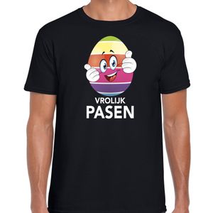 Paasei met duimen schuin omhoog vrolijk Pasen t-shirt zwart voor heren - Paas kleding / outfit