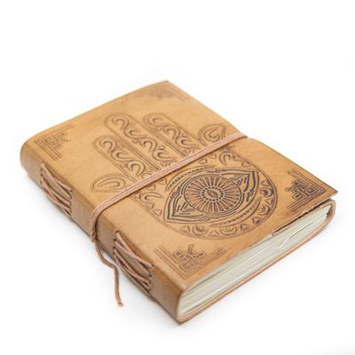 Spiritueel Notitieboekje Leer met Hamsa Hand (17,5 x 13 cm) -