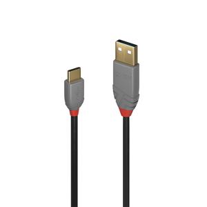 LINDY USB-kabel USB 2.0 USB-A stekker, USB-C stekker 1.00 m Zwart 36886