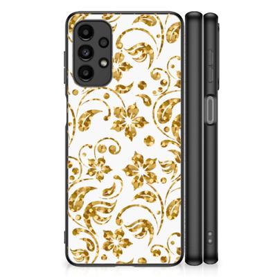 Samsung Galaxy A13 4G Bloemen Hoesje Gouden Bloemen