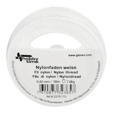 Nylon hobby draad - wit - 0.4 mm x 50 meter - dunne draad