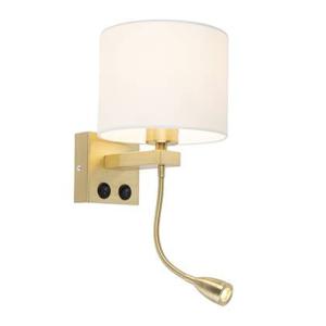 QAZQA Art deco wandlamp goud met witte kap - Brescia