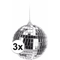 3x Zilveren disco kerstballen 10 cm   -