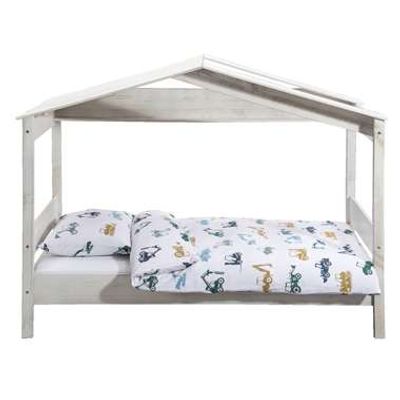 Bed Puck - Geborsteld Grenen - rustiek wit - 90x200 cm