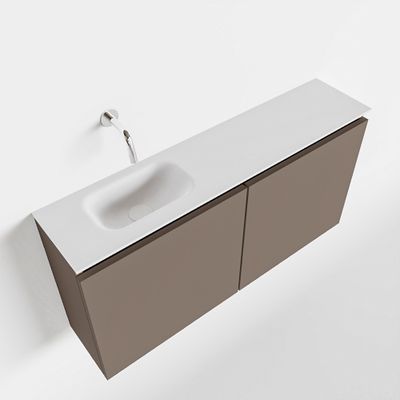 Toiletmeubel Mondiaz Ture | 100 cm | Meubelkleur Smoke | Eden wastafel Talc Links | Zonder kraangat