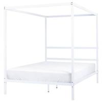 Beliani - LESTARDS - Hemelbed - Wit - 140 x 200 cm - Staal