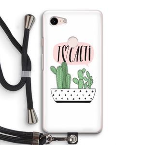 I love cacti: Pixel 3 Transparant Hoesje met koord