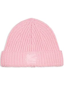 ETRO bonnet en laine à logo brodé - Rose