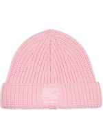 ETRO bonnet en laine à logo brodé - Rose - thumbnail