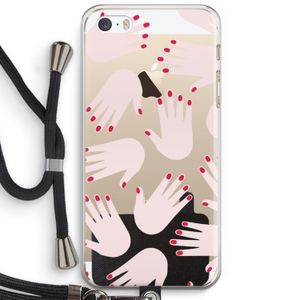 Hands pink: iPhone 5 / 5S / SE Transparant Hoesje met koord