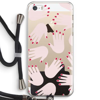Hands pink: iPhone 5 / 5S / SE Transparant Hoesje met koord