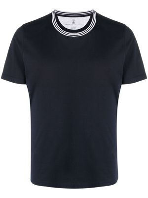 Brunello Cucinelli t-shirt à col contrastant - Bleu