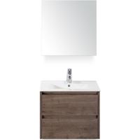 Dante Badmeubelset 60 cm - Tabacco - Keramische Wastafel Wit Enjoy met Spiegelkast