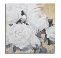 HANDGEMAAKTE MUURSCHILDERING WITTE BLOEM -A- CM 90X3,7X90