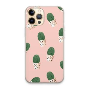 Cactusprint roze: iPhone 13 Pro Max Transparant Hoesje