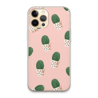 Cactusprint roze: iPhone 13 Pro Max Transparant Hoesje