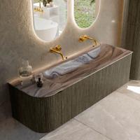 Badmeubel Mondiaz Kurve-Dlux | 145 cm | Meubelkleur Shadow | Wastafelkleur Sombra | Solid surface | Wasbak rechter zijde spoelbak | Zonder kraangat(en) Badmeubel Mondiaz Kurve-Dlux | 145 cm | Meubelkleur Shadow | Wastafelkleur Sombra | Solid surface | Wasbak rechter zijde spoelbak | Zonder kraangat(en)