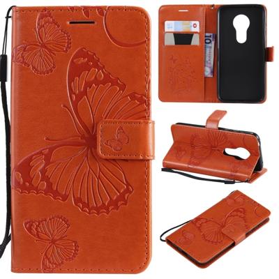 Vlinder Embossing patroon horizontale Flip lederen case voor Motorola Moto G7 spelen met kaartsleuf & houder & portemonnee & Lanyard (oranje)