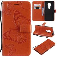 Vlinder Embossing patroon horizontale Flip lederen case voor Motorola Moto G7 spelen met kaartsleuf & houder & portemonnee & Lanyard (oranje)