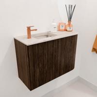 Toiletmeubel Mondiaz Joya Dlux | 61.6 cm | Meubelkleur Walnut | Faye wastafel Nata Wasbak Links | 1 kraangat