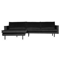 BePureHome Rodeo Chaise Longue Links - Velvet - Antraciet - thumbnail