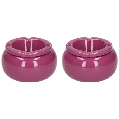 2x stuks Ronde stormasbakken paars 11 cm