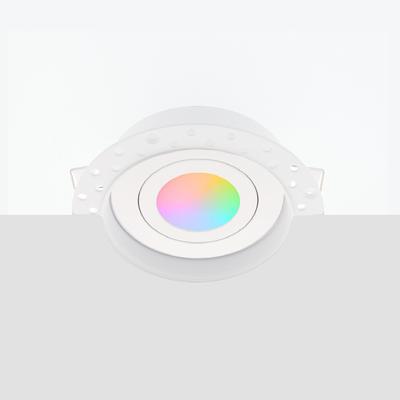 Zeno trimless Zigbee LED inbouwspot - ondiep 40mm, rond wit, 5W, IP65, kantelbaar & dimbaar, White & Color