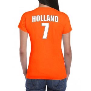 Oranje supporter t-shirt met rugnummer 7 - Holland / Nederland fan shirt voor dames