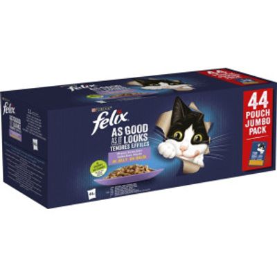 Purina Felix Elke Dag Feest Mix Selectie tonijn, zalm, rund, kip in gelei natvoer kat (jumbopack) Per doos (44 x 85 g)