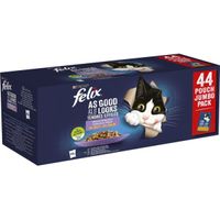 Purina Felix Elke Dag Feest Mix Selectie tonijn, zalm, rund, kip in gelei natvoer kat (jumbopack) Per doos (44 x 85 g)