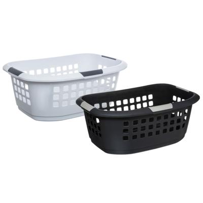 Wasmanden set - 2 stuks - extra groot - antraciet/wit - kunststof - 51 liter - 67 x 47 x 27 cm Wasmanden set - 2 stuks - extra groot - antraciet/wit - kunststof - 51 liter - 67 x 47 x 27 cm