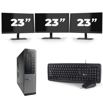 Dell Optiplex 7010 Desktop - Intel Core i7-3e Generatie - 16GB RAM - 256GB SSD - Windows 10 + 3x 23 inch Monitor