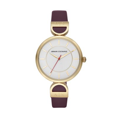 Horlogeband Armani Exchange AX5326 Leder Bordeaux 15mm