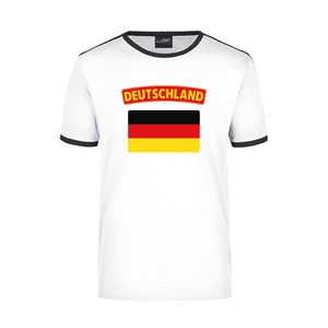 Deutschland wit/zwart ringer t-shirt Duitsland met vlag voor heren