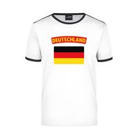 Deutschland wit/zwart ringer t-shirt Duitsland met vlag voor heren - thumbnail