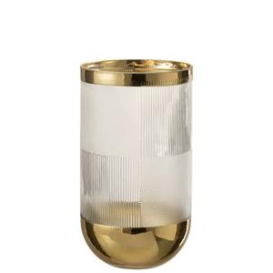 J-Line vaas Cylinder Motief - glas - transparant|goud - large