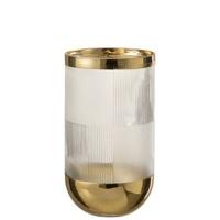 J-Line vaas Cylinder Motief - glas - transparant|goud - large - thumbnail